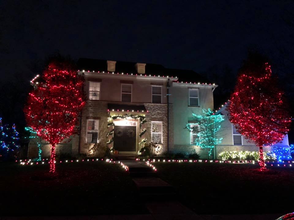 Cincinnati house with exterior Christmas lights