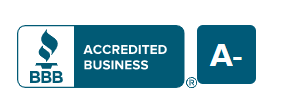 Badges for BBB accredited business and A- rating